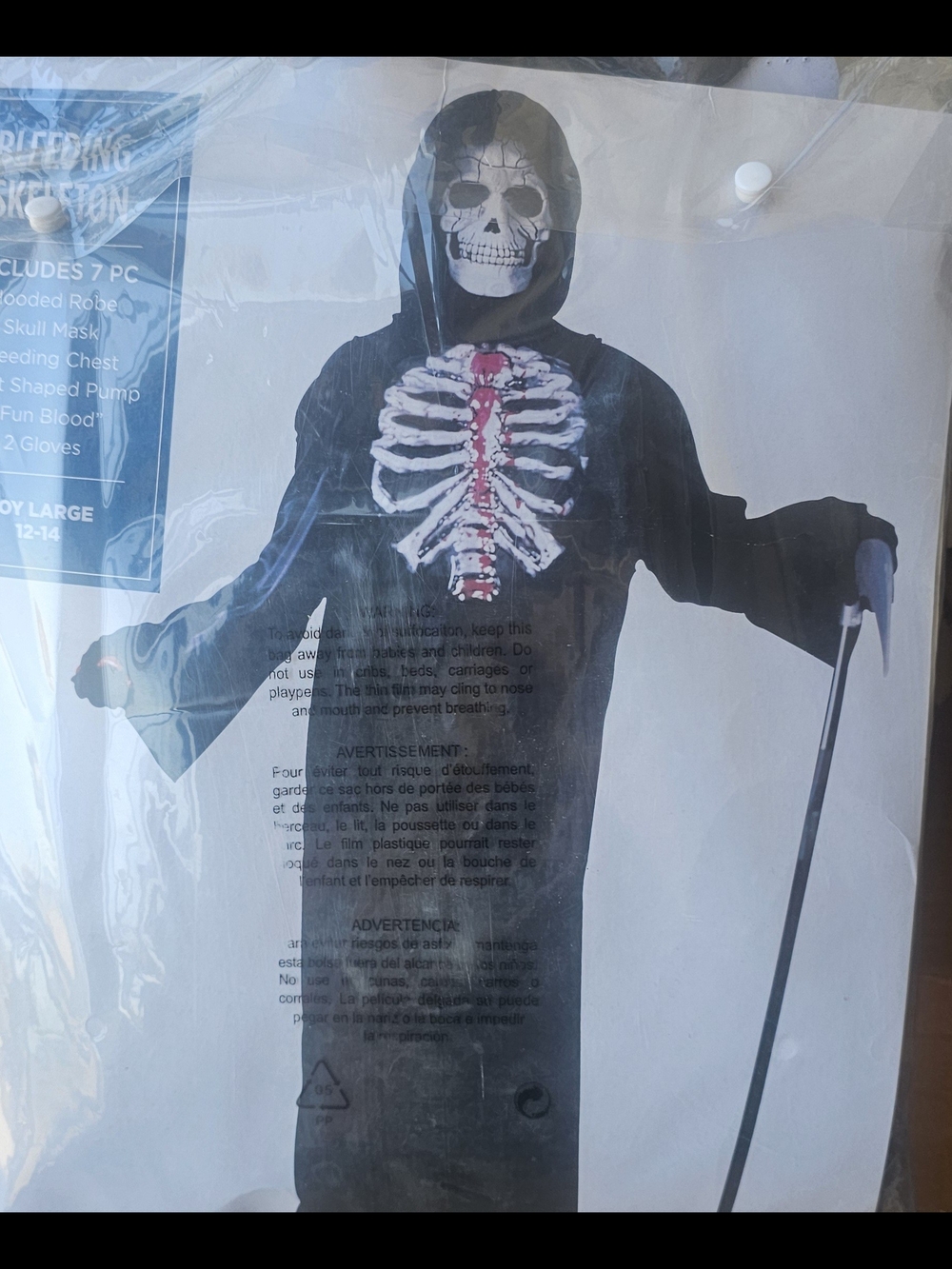 Children's Black Skeleton Hooded Robe with Skull Mask - Halloween Costume